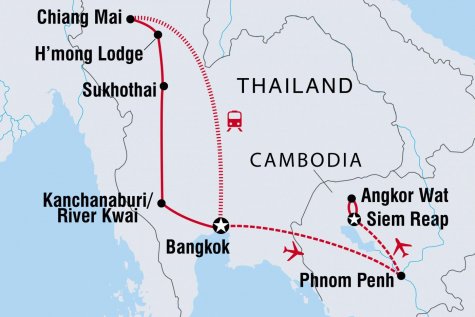 Highlights of Thailand & Cambodia - Tour Map