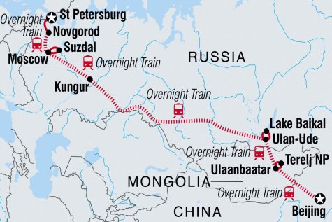 Beijing to St Petersburg - Tour Map