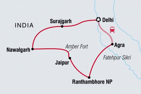 Northern India Family Holiday for Solo Parents - Tour Map