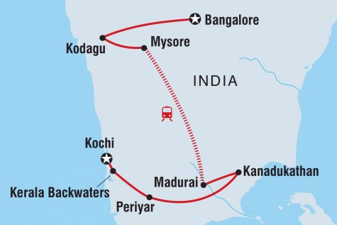 South India Real Food Adventure - Tour Map
