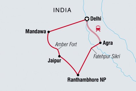 Northern India Family Holiday Comfort - Tour Map