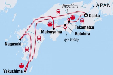 Southern Japan Experience - Tour Map