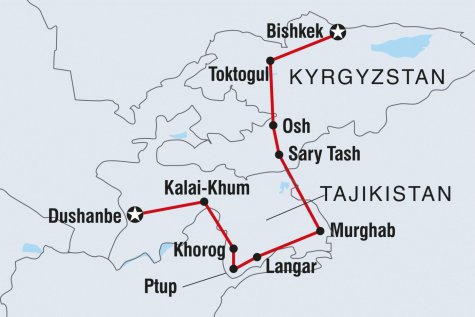 Tajikistan Discovery - Tour Map