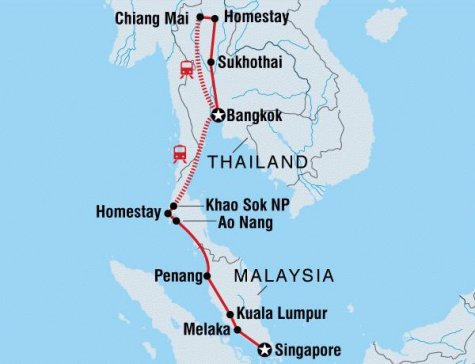 Best of Thailand & Malaysia - Tour Map