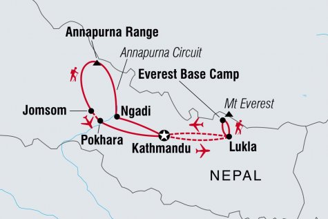 Everest Base Camp & Annapurna Circuit Trek - Tour Map