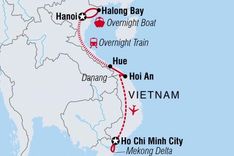 Vietnam Express Southbound - For Solo Travellers - Tour Map