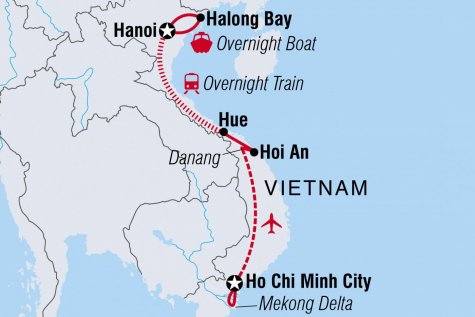 Vietnam Express Northbound - Tour Map