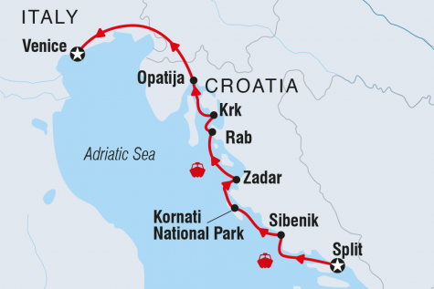 Cruising Croatia's Northern Coast & Islands: Split to Venice - Tour Map