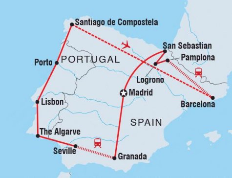 Classic Spain and Portugal - Tour Map