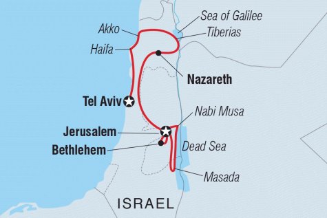 Christmas in Israel and the Palestinian Territories - Tour Map
