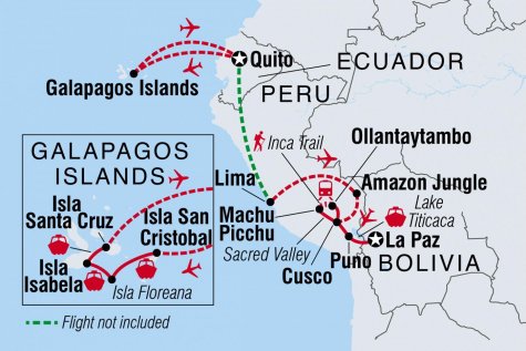 Galapagos & Peru Adventure - Tour Map
