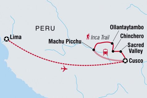 Inca Trail Family Holiday with teenagers - Tour Map