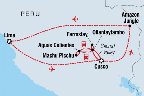 Peru Real Food Adventure, with Amazon Extension - Tour Map