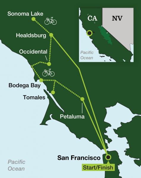 California Wine Country – Sonoma Cycling - Tour Map