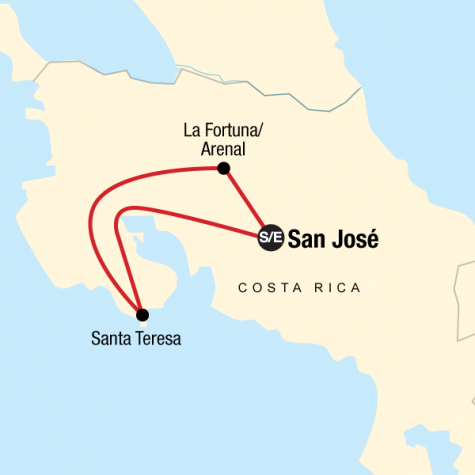 Costa Rica on a Shoestring - Tour Map