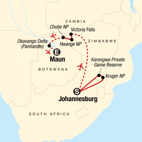 Southern Africa Safari Experience - Tour Map