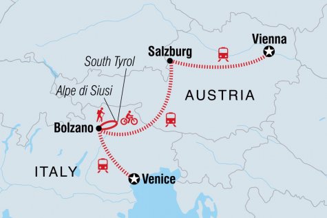 Venice to Vienna - Tour Map