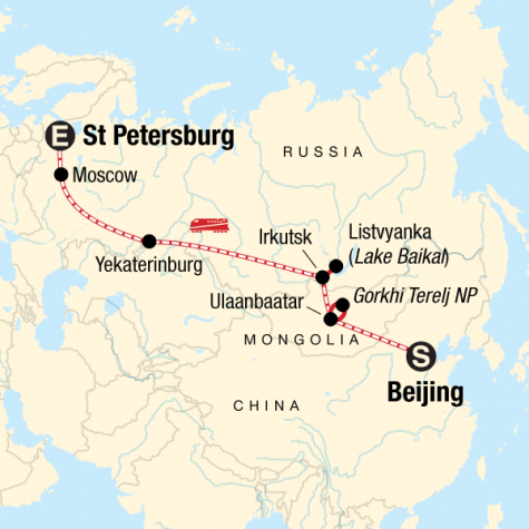 Trans-Mongolian Express - Tour Map
