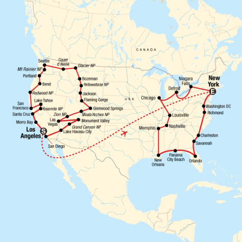 The Great American Road Trip – LA to New York - Tour Map