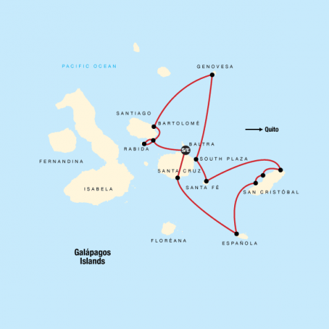 Galápagos – Central and Eastern Islands aboard the Reina Silvia Voyager (Cruise Only) - Tour Map
