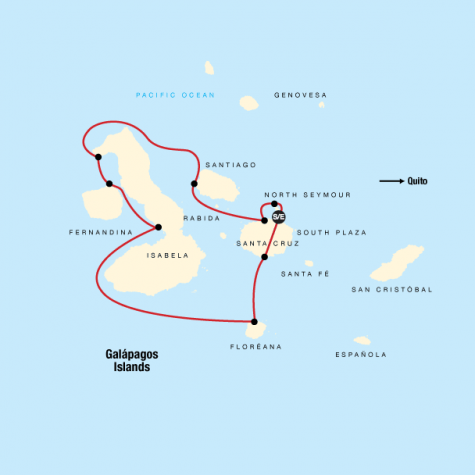 Galápagos – Western and Central Islands aboard the Reina Silvia Voyager (Cruise Only) - Tour Map