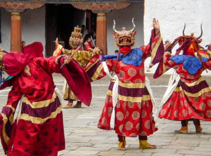 Festivals are lively expressions of Bhutan's ancient Buddhist culture and happen year round.