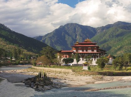 On our west to east crossing of Bhutan's central valleys we visit many significant Dzongs (fortresses), such as the impressive Punakha Dzong.