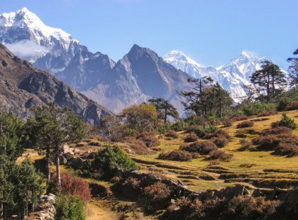 See small villages near Namche Bazaar as we travel to Thame, an important waypoint on what was once a critical salt-trade route through the high Himalayas.