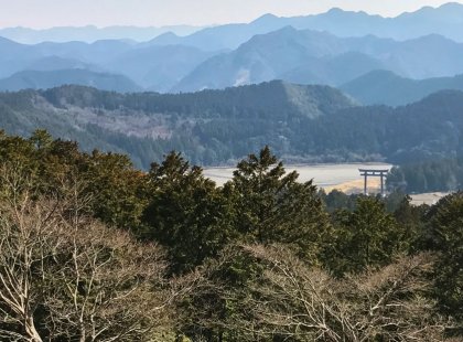 The mountains and waterways of the Kii Penisula are considered sacred kami of the Shinto religion for over a millennium. The massive Hongu Otorii gate, stands as our beacon and endpoint for an epic day’s hike.