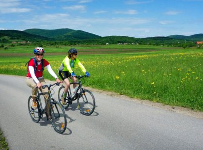 Visit rural villages with vibrant gardens as you cycle through Croatia's pastoral countryside.