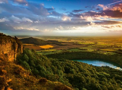 Take in scenic landscapes such as this one of Sutton Bank.
