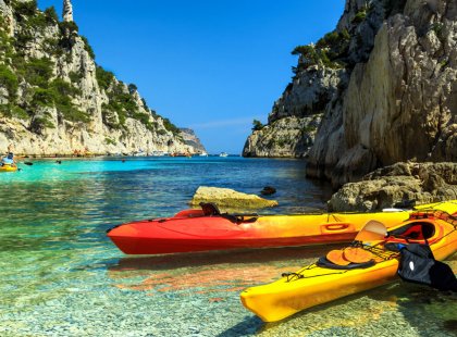 We'll appreciate the outstanding calanque formations from sea level in our kayaks before heading to the colorful Mediterranean fishing village of Cassis.  Our base for the last two nights is the nearby seaport city of Marseille.