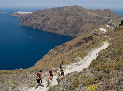 Our hike from Fira to Oia, along the edge of Santorini’s underwater caldera, offers tremendous views.