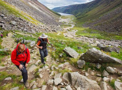 An invigorating hike in the Wicklow Mountains leads to a 1600' ridge with spectacular views of the beautiful Glendalough valley.