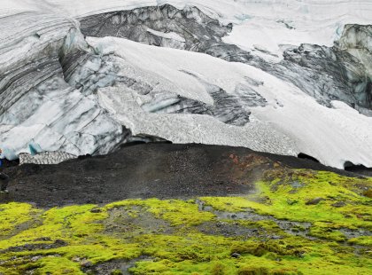 Iceland is a land of striking contrasts; hike amongst jumbled glaciers and stark volcanic terrain.