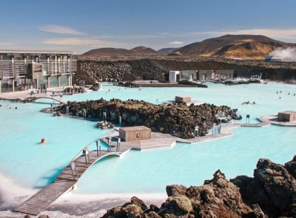 The mineral-rich waters of the Blue Lagoon provide a fantastic opportunity to relax and rejuvenate after an overnight flight to Iceland.