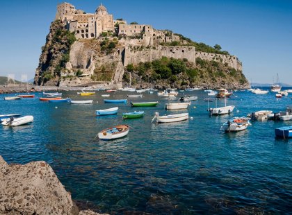 Connected to the Isle of Ischia by a stone bridge, the centuries-old Castello Aragonese has a rich history of protecting the island from pirates, plunderers and raiders.