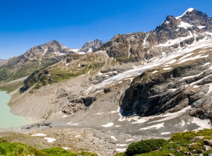 Hike amidst glaciated peaks which form the Bernina Alpine chain.