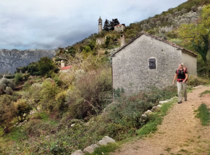 Hike through traditional Montenegrin stone villages; follow forgotten paths past old fortresses and breathtaking ridges overlooking the blue Adriatic.