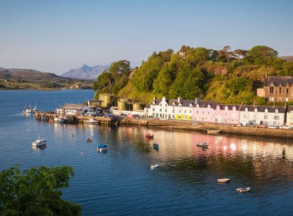 Colorful Portree, the capital of Skye, is one of the many charming villages we come across on this adventure.