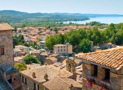 Lake Bolsena, Europe’s biggest volcanic lake, lies at the border of Umbria and Tuscany and offers archeological sites dating back to Etruscan and Roman civilizations.