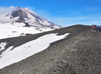 You'll never forget hiking on the slopes of Mt. Etna—the highest active volcano in Europe (10,899')—towards its perpetually steaming summit.