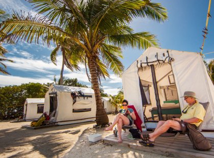 Settle in at our private basecamp on Southwest Caye at Glover’s Reef Marine Reserve.