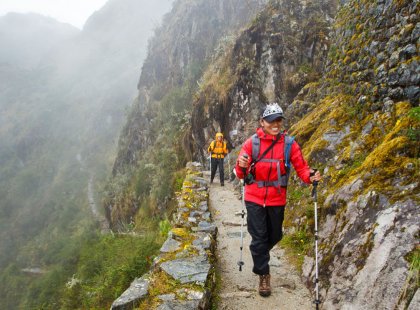 Trekking through the mist along the Inca Trail