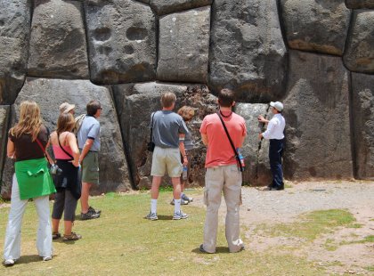One of the great examples of stonemasonry in human history, the 60-ton boulders of Sacsayhuaman Fortress fit together so perfectly that a blade of grass can't fit between them.