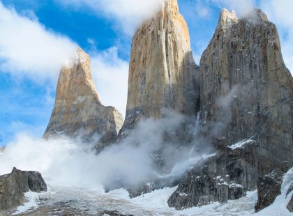 We hike with only our daypacks through the amazing Los Glaciares and Torres del Paine national parks of Patagonia.