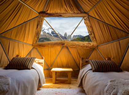 Cozy domes protect us from the elements at night.