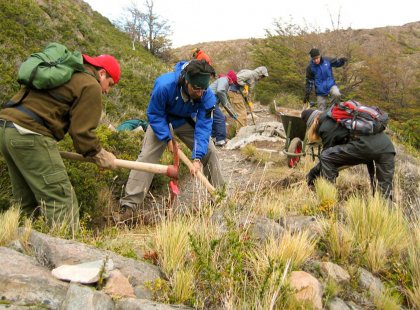 On heavily used trails, our volunteers spend time restoring sections damaged by soil erosion.