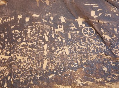 Examine fascinating petroglyphs carved into the rock face by the Native American peoples who passed through this region over the centuries.