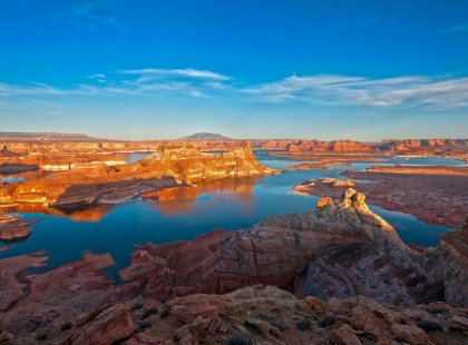 Lake Powell creates a stunning juxtaposition of water, sandstone and sky.